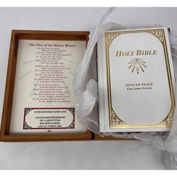 Holy Bible Dove Of Peace King James UNION Carpenters Dedication Vintage RARE - Picture 2 of 14